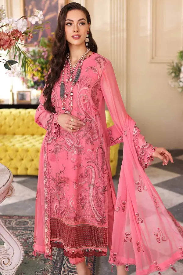 PC Embriodered Chiffon Unstitched Suit