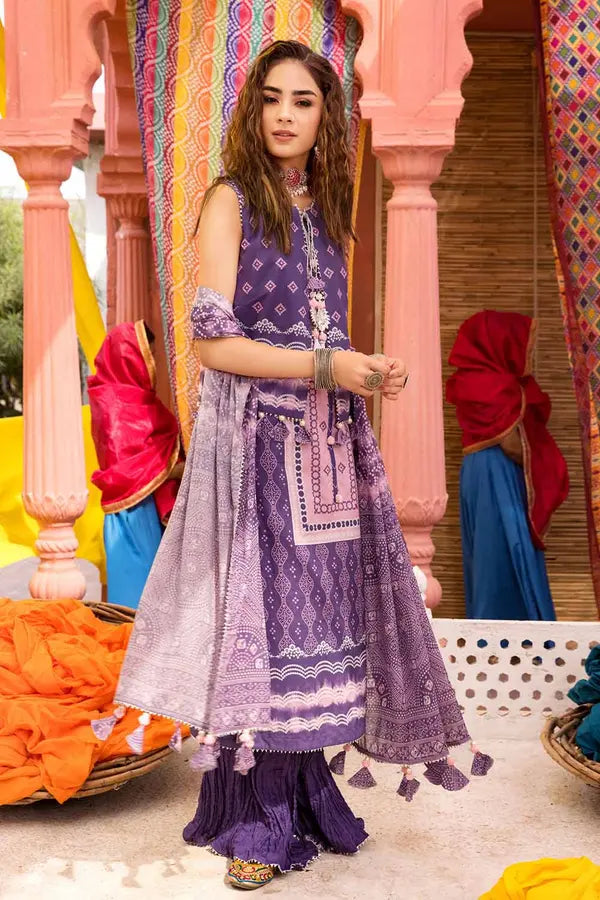 3PC Chunri Lawn Unstitched Lacquer Ptinted Suit