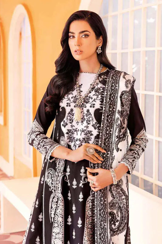 3PC Embroidered Lawn Unstitched Suit With Embroidered Chiffon Dupatta