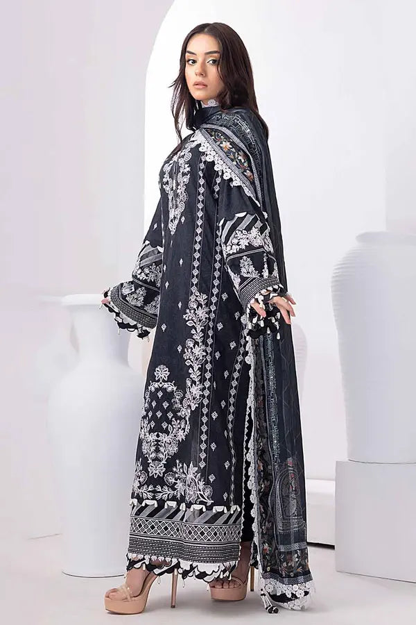 3PC Unstitched Embroidered Lawn Suit with Dobby Silk Dupatta
